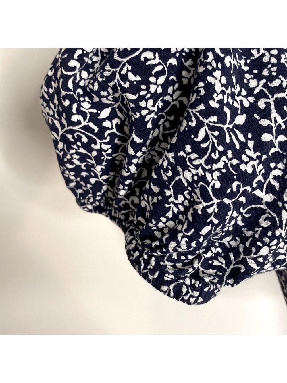 Old Navy navy and White smocked long sleeve A-Line Dress - Picture 6 of 11